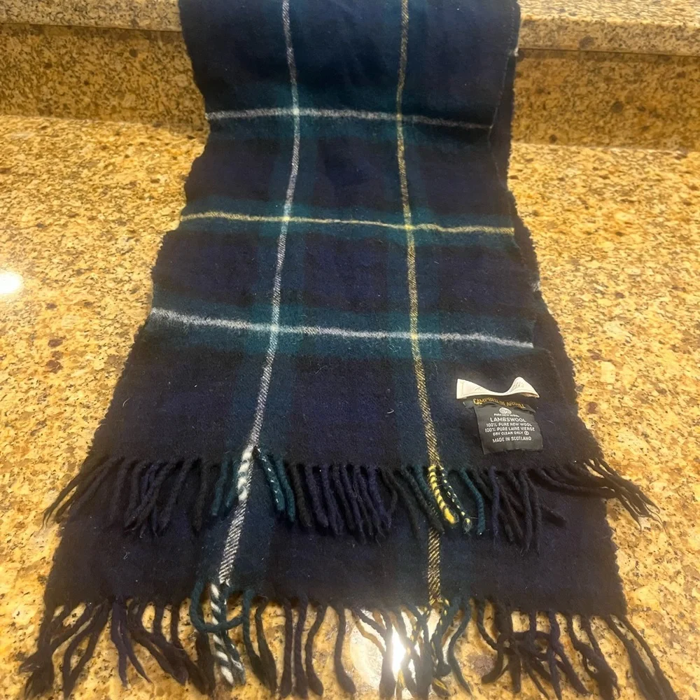 Vintage Campbell of Argyle Pure Wool Green Plaid Scarf Marshall Fields